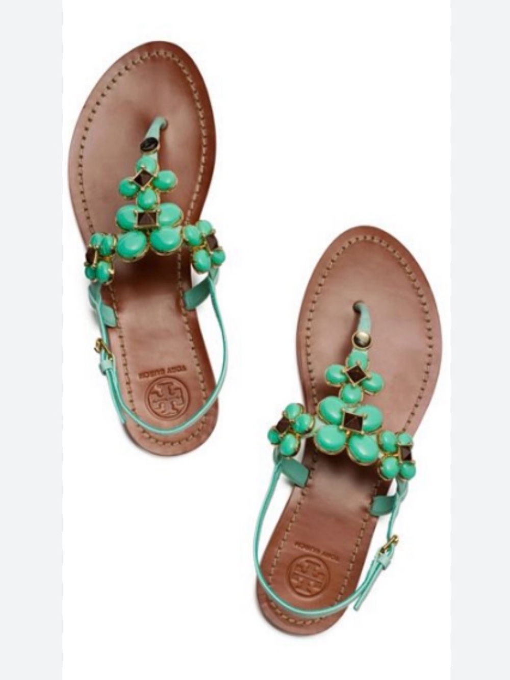 Tory Burch Jameson turquoise flat thong sandals Size 7M